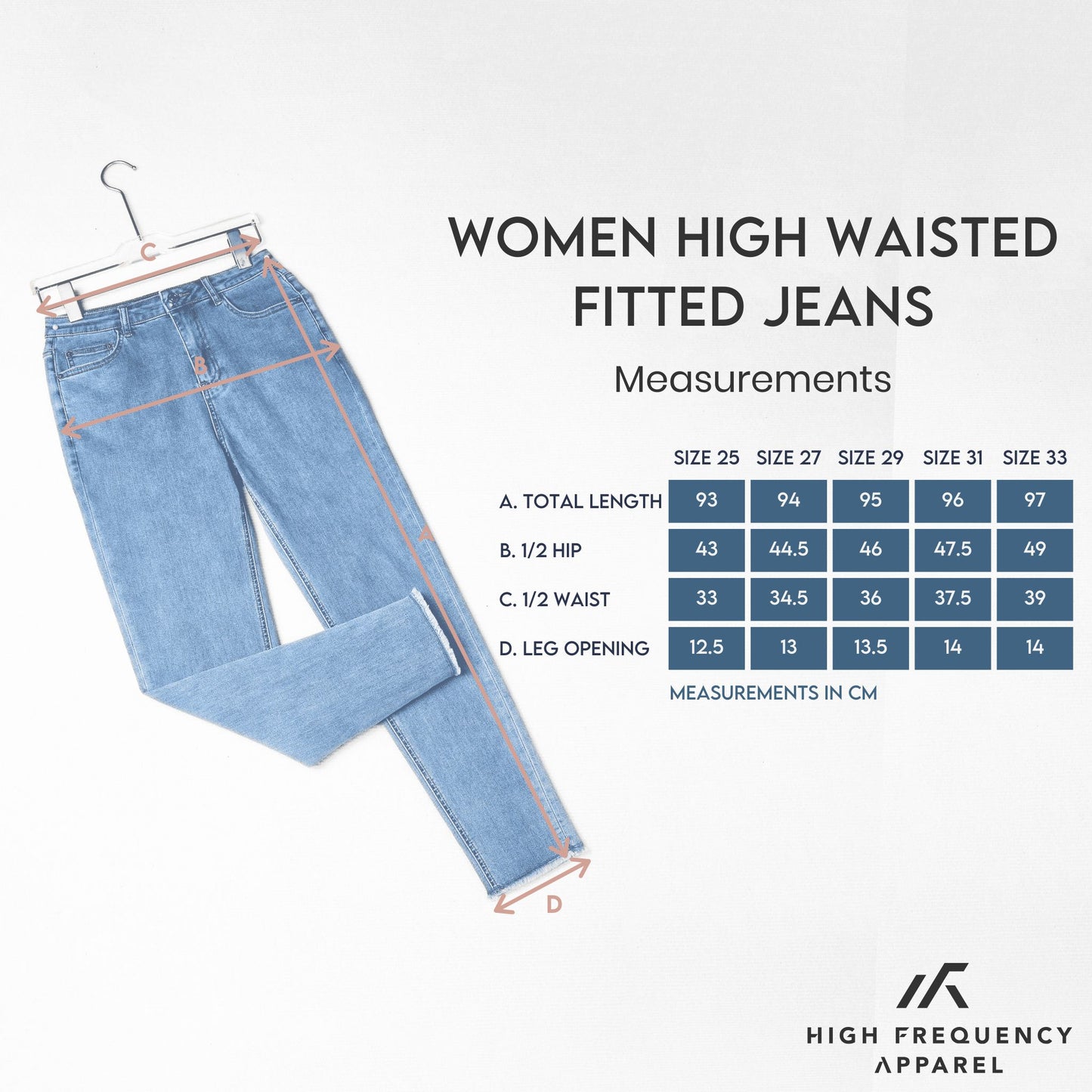 hfa women's high waist stretchable lightweight fitted denim jeans