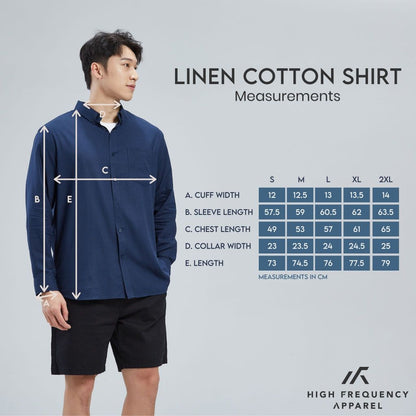 HFA Unisex Linen Cotton Relaxed Fit Long Sleeve Shirt