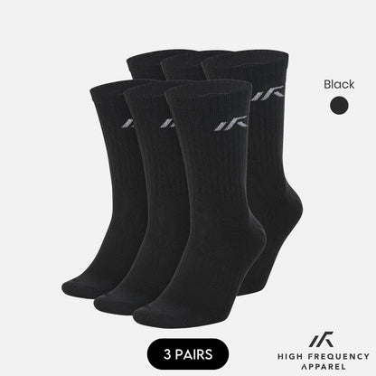 [Pack of 3] HFA Unisex Dri-Fit Crew Sports Socks With Cushioned Sole