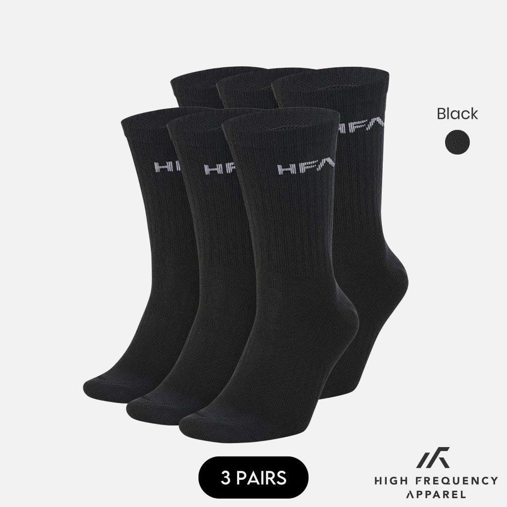 [pack of 3] hfa unisex dri-fit crew sports socks with cushioned sole