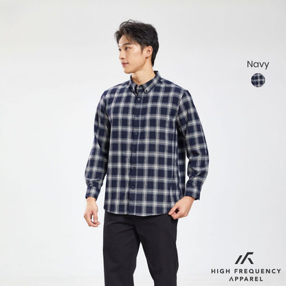 HFA Unisex Plaids Long Sleeve Relax Fitted Shirt