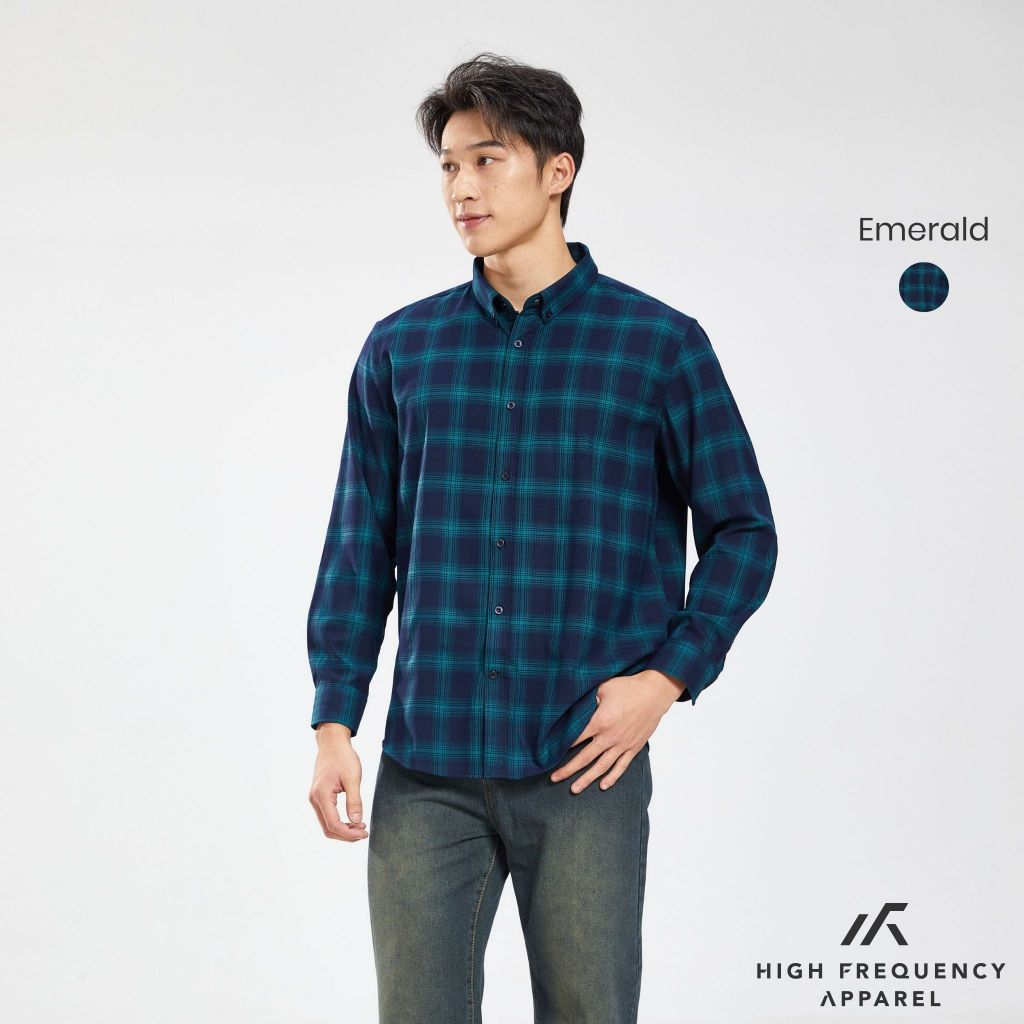 hfa unisex plaids long sleeve relax fitted shirt