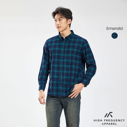 HFA Unisex Plaids Long Sleeve Relax Fitted Shirt