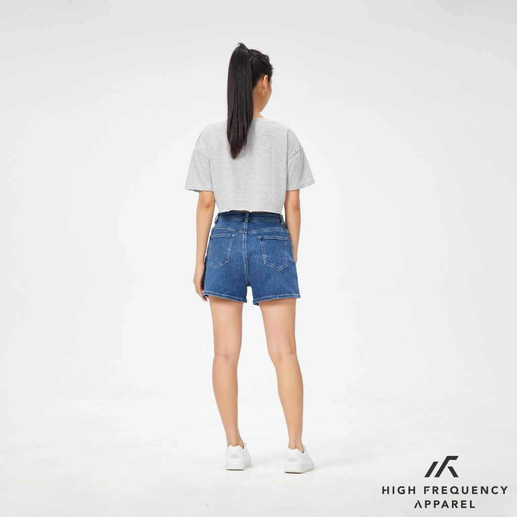 hfa women's mid-waisted stretch denim shorts