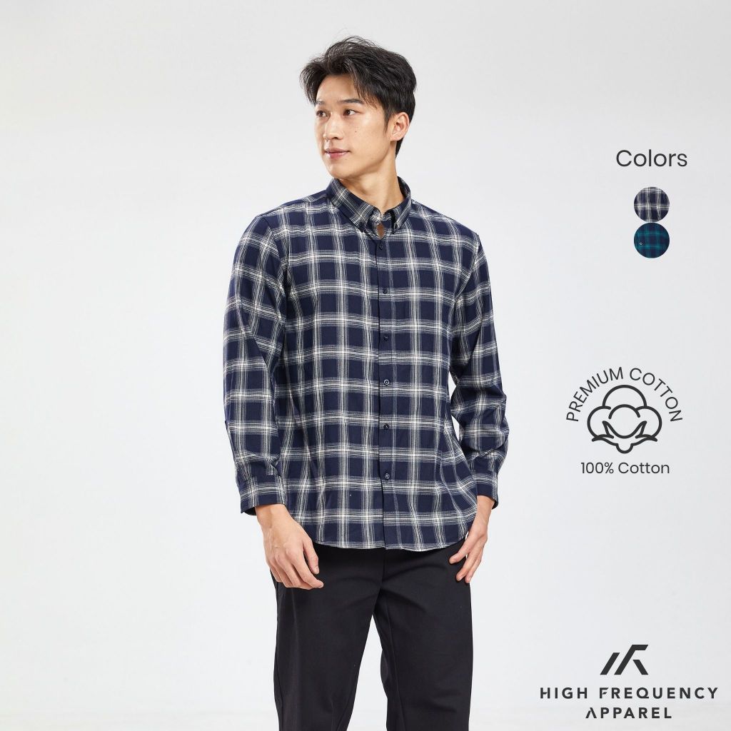 hfa unisex plaids long sleeve relax fitted shirt