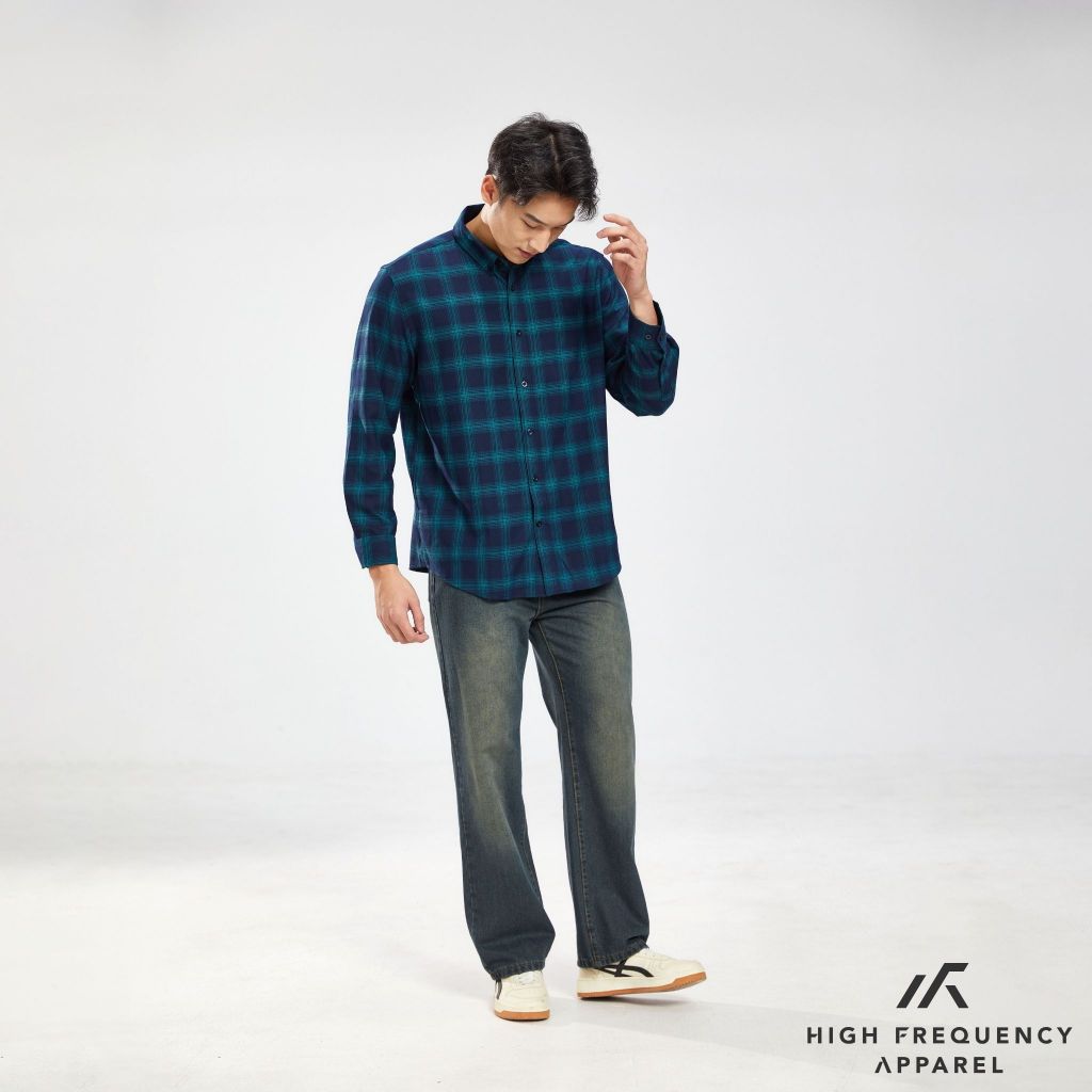 hfa unisex plaids long sleeve relax fitted shirt