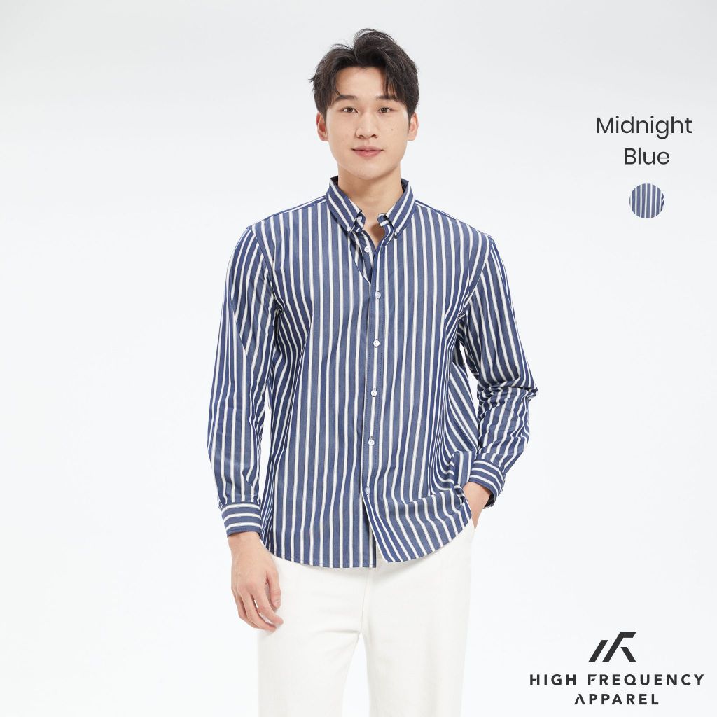 hfa men's striped long sleeve relax fitted cotton shirt