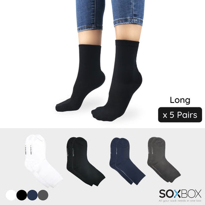 [5 Pairs] SoxBox Unisex Long Cotton Socks